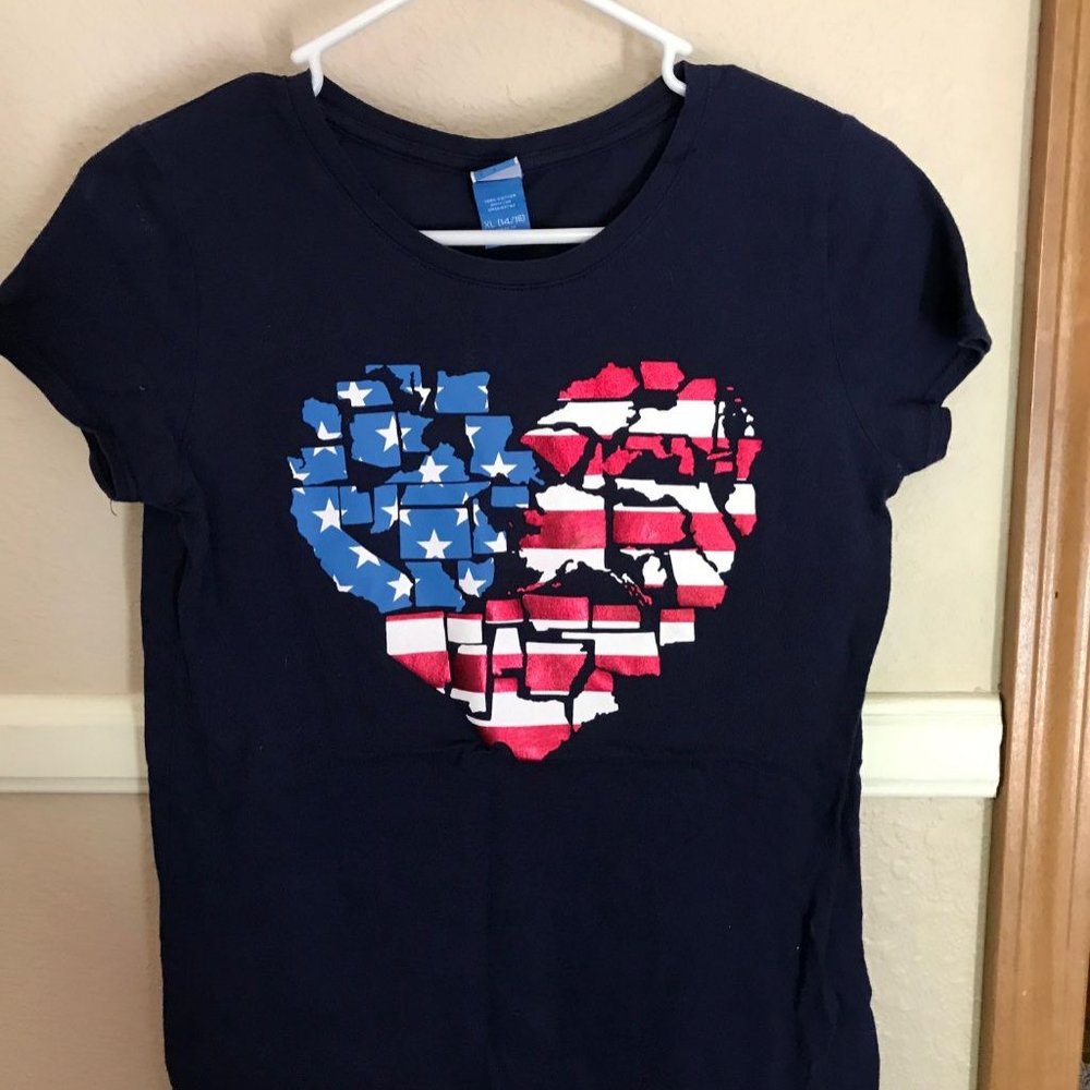 4th July Red White Blue T-shirt Size XL Kids or Small Women's